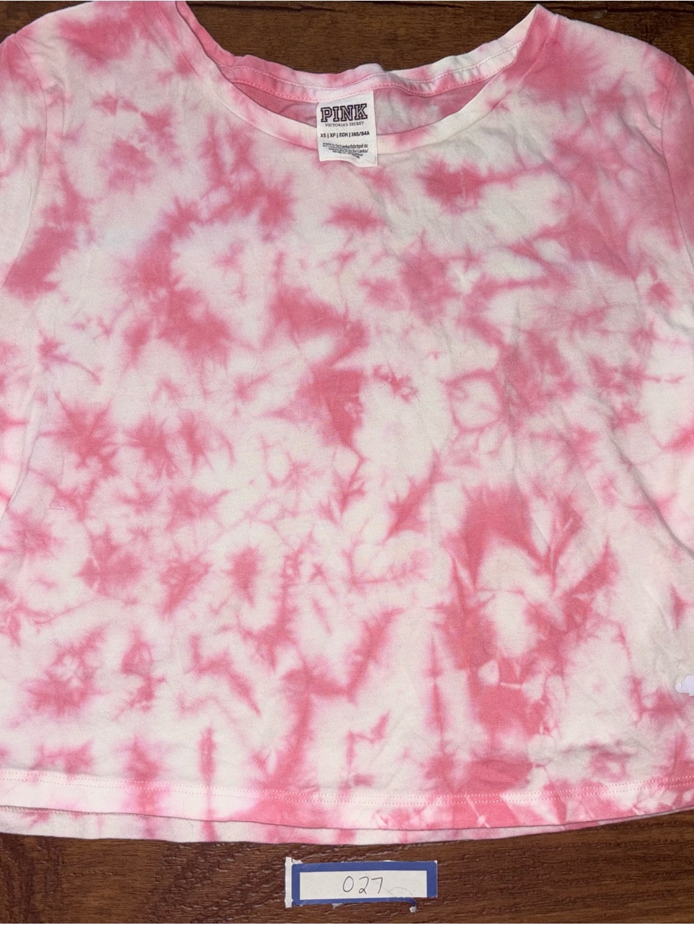PINK Victoria's Secret Pink & White Tie-Dye Short Sleeve Tee